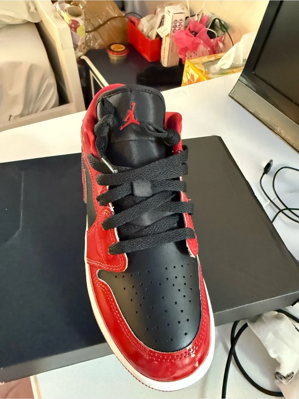 Jordan Kids' Low Top Sneakers in Red and Black